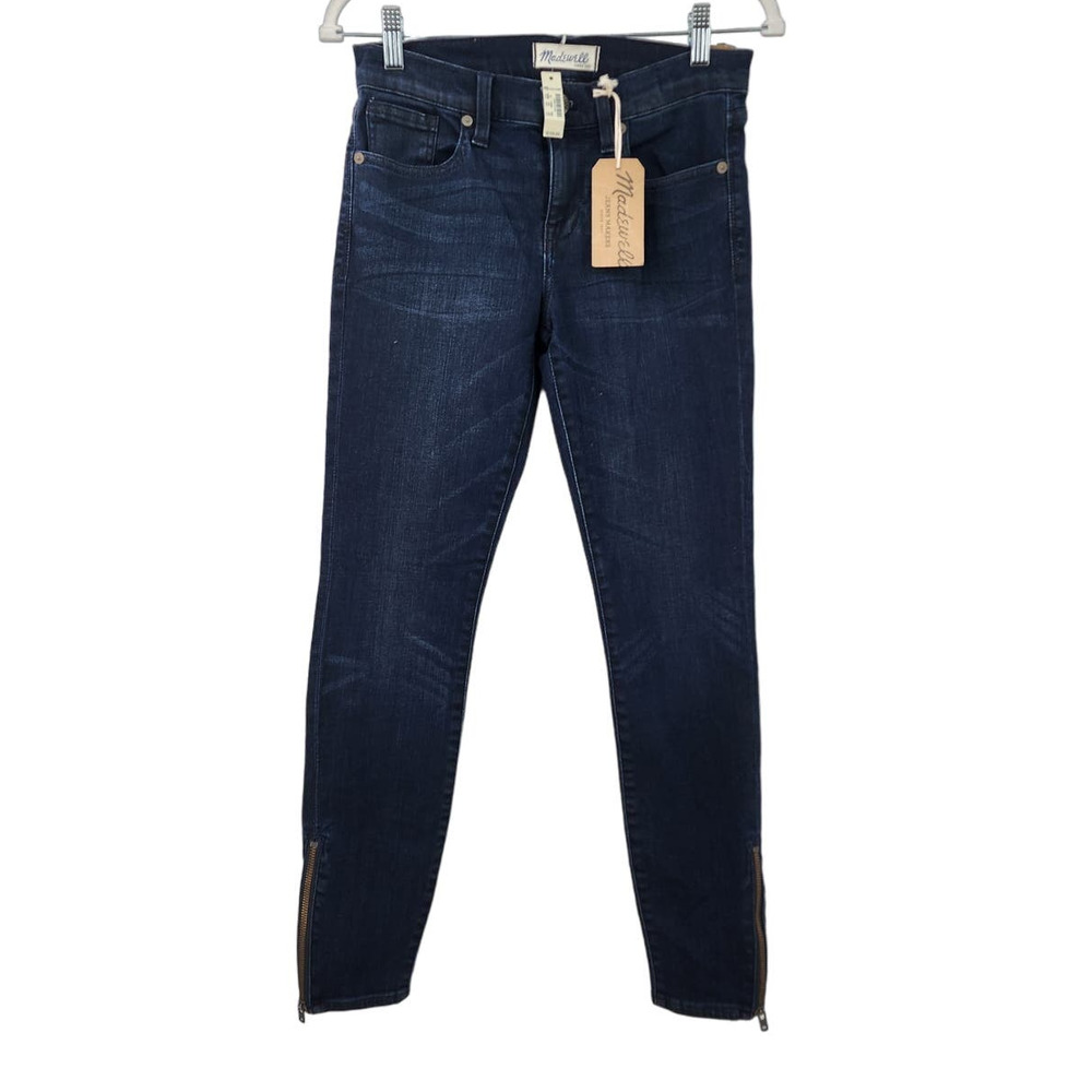 NWT New Madewell Skinny Skinny Dark Washโ Jeans Size 26 Zipper Ankle Detail